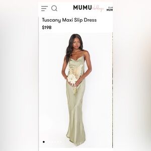 Show Me Your Mumu Tuscany Slip Dress - Moss Green Luxe Satin